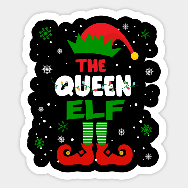 Queen Elf Christmas Funny Family Pajama Matching Xmas Sticker by Audell Richardson